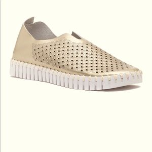 Steven by Steve Madden metallic rose gold colored slip on sneakers.  Size 8.5